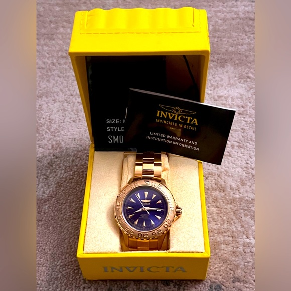 Invicta Mens Automatic Gold Tone Stainless Steel Bracelet Watch